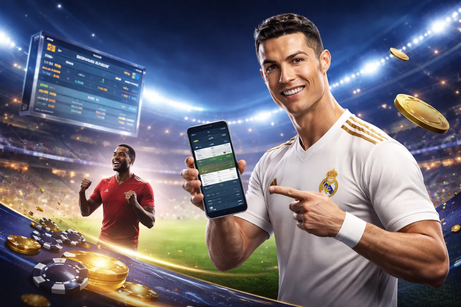 Sân vận động với người hâm mộ và logo Unibet, quảng cáo Unibet Casino Bonus