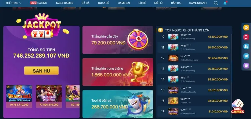 Tổng quan trò chơi nổ hũ Unibet